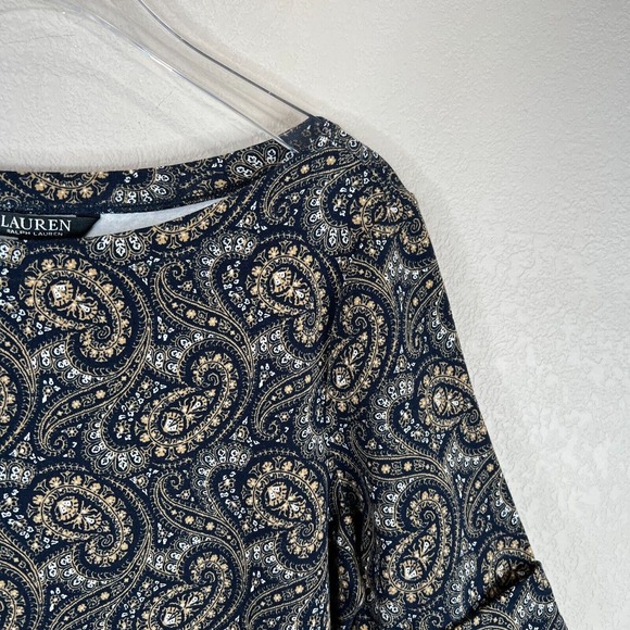 Lauren Ralph Lauren Women's Paisley Pint Mini Dress Short Sleeve Multicolor SZ L - Picture 3 of 12